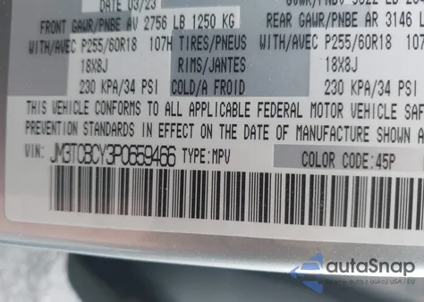 2023 Mazda Cx-9 Touring z USA, uszkodzony, nr VIN JM3TCBCY3P0659466